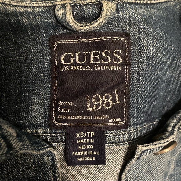 GUESS | Distressed Denim Jacket, Size XS - Picture 8 of 8